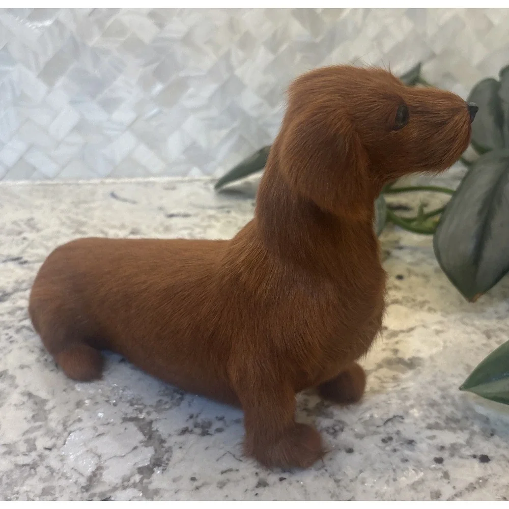 Vintage Real Fur‎ Dog Miniature DACHSHUND Life like Soft Red collectible